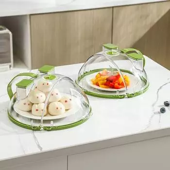 Крышка для приготовления пищи в микроволновой печи с защитой от брызг для пароварки Встроенная ручка Прозрачная защита от брызг Крышка для микроволновой печи для нагревания продуктов питания Кухонные принадлежности зелёный