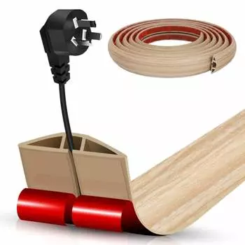 Крышка для проводов, молдинг, скрытая крышка для проводов, защита кабеля, 3 м, чехол для шнура под дерево, хорошая вместимость для хранения, чехол для удлинителя, клейкий тип для пола