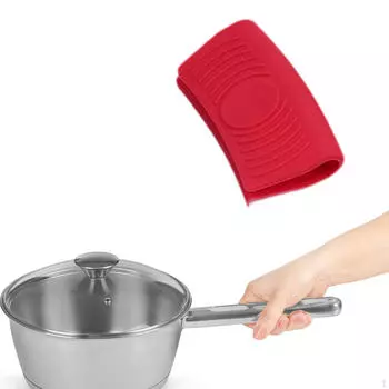 Крышка для ручки кастрюли Защита кастрюли Многоцелевой кухонный гаджет Изоляция вок красный