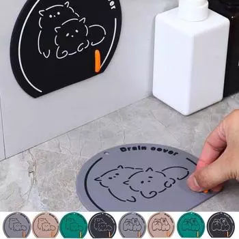 Крышка для слива раковины из ПВХ с рисунком из мультфильма, сито для раковины, симпатичная крышка для слива пола, кухня black-Fox