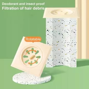 Крышка для сливного отверстия в полу, устойчивая к запахам, антиблокирующая, вращающаяся конструкция, простая установка, сливной уловитель для волос, принадлежности для ванной комнаты светло-серый