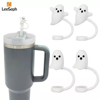 Крышка для соломинки Leeseph Halloween Ghost, силиконовая многоразовая пылезащитная крышка для питьевой соломинки, аксессуары для чашки Stanley Cup