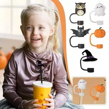 Крышка для соломинки на Хэллоуин 10 мм многоразовая силиконовая крышка для соломинок для подарков на Хэллоуин One Size фиолетовый