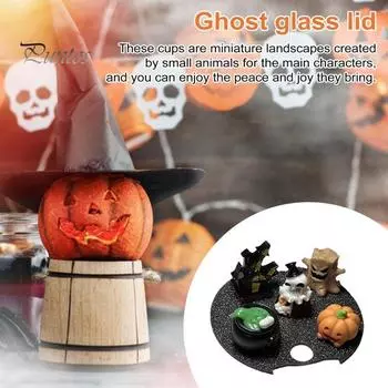 Крышка для стакана 40 унций, аксессуары для декора на Хэллоуин, силиконовая соломенная крышка для стаканов, светящаяся в темноте, привидение, маленькое животное, ландшафтный дизайн, подарок для мамы чёрный