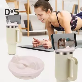 Крышка для стакана 40 унций, сменная силиконовая многофункциональная крышка для стакана с держателем для телефона, можно мыть в посудомоечной машине, непроливаемая крышка для стакана Stanley розовый