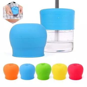 Крышка для стакана с трубочкой из силикагеля, мягкая крышка для бутылки, защищающая от перелива и протекания, фитинги для обучения детей питью воды оранжевый