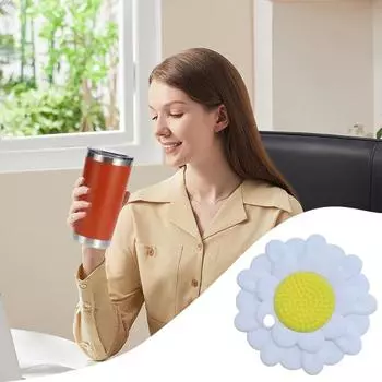 Крышка для стакана со льдом, силиконовый пылезащитный чехол, эластичная вставка для трубочки, устойчивый к царапинам 3D-цветок красный