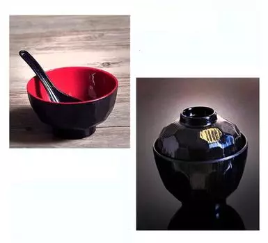 Крышка для супа мисо в японском стиле, миска из пластика для коммерческих блюд быстрого приготовления, маленькая меламиновая миска, корейская посуда, чашка, ложка для рамэна