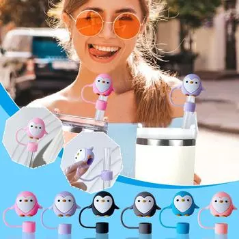 Крышка для трубочки Penguin, силиконовая крышка для трубочки, 10 мм, пыленепроницаемая, для многоразового использования, для Stanleys C J0Z1 Purple-1pcs