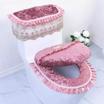Крышка для унитаза может хранить подушку для унитаза, универсальная для всех сезонов с застежкой-молнией и клейкой пряжкой, используйте подушку для унитаза One Size розовый
