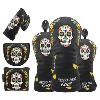 Крышка головки гольфа Driver DR 460cc 440cc Wood FW Cover Utility UT Cover Mexico Skull Single Item White Black Wood 1 (Черный, предмет)