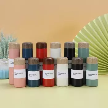 Крышка из нержавеющей стали с покрытием под дерево в японском стиле, мини-чашка для чая, карманная подарочная чашка для офиса 150ml