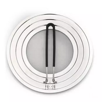 Крышка из нержавеющей стали с защитой от масла, складная силиконовая ручка, крышка для сковороды, экран от брызг, защита от проливания, кухонные принадлежности для приготовления пищи серебряный