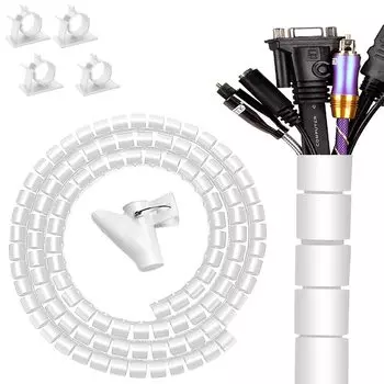 Крышка кабеля 28 мм для жевания, большой внутренний диаметр, организует и защищает провод, скрытая спиральная трубка, длина 2 шт., поставляется с 4 кабелями для электроприборов