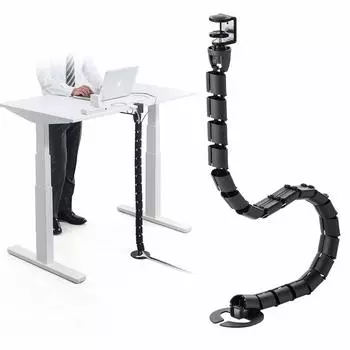 Крышка кабеля Sanwa Direct для подъемного стола с зажимом типа 137 см, крышка для проводки, направляющая кабеля, черная 200-CA039