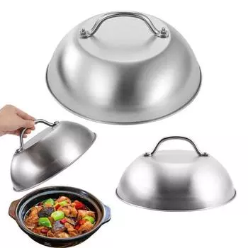 Крышка кастрюли из нержавеющей стали с ручкой. Концентрация тепла для равномерного приготовления сыра. Купол для плавления сыра. Защита от брызг. Аксессуар для сковороды. B