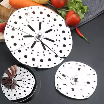 Крышка кастрюли с защитой от перелива, складная, выдвижная, с сетчатым отверстием, термостойкая, с вытяжным кольцом, защита от разлива.