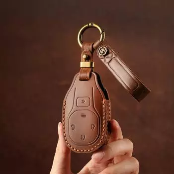 Крышка ключа GAC Trumpchi E8: Чехол из натуральной кожи высшего качества для E8MAX, унисекс с пряжкой. чёрный