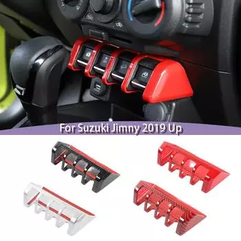 Крышка кнопки переключателя подъема окна автомобиля, наклейка Tirm для Suzuki Jimny 2019 up, аксессуары для интерьера, углеродное волокно, красный, серебристый углеродного волокна черного