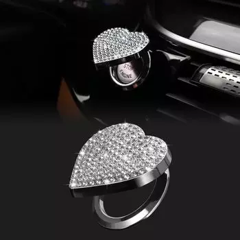 Крышка кнопки запуска двигателя автомобиля TOMALL Bling, бриллиантовая внутренняя кнопка запуска со стразами, кольцо-наклейка, блестящие аксессуары, кнопка зажигания с сердечками