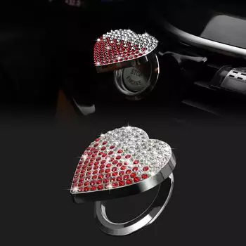 Крышка кнопки запуска двигателя автомобиля TOMALL Bling, бриллиантовая внутренняя кнопка запуска и остановки, кольцо-наклейка, блестящие аксессуары, сердечко, двигатель