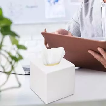 Крышка коробки для салфеток Квадратный держатель коробки для салфеток Большое овальное отверстие Декоративный куб для хранения салфеток Туалетный столик Столешница Комод для спальни Диспенсер для офисной бумаги чёрный