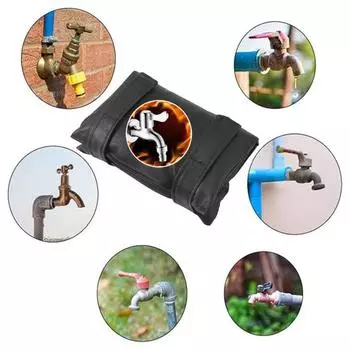 Крышка крана для защиты от замерзания зимой Крышка крана со светоотражающими полосками снаружи Крышка крана для холодной погоды Утолщенная защита от замерзания снаружи чёрный