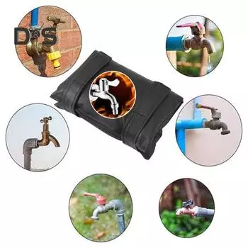 Крышка крана для защиты от замерзания зимой Крышка крана со светоотражающими полосками снаружи Крышка крана для холодной погоды Утолщенная защита от замерзания снаружи чёрный