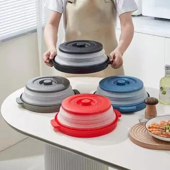 Крышка от брызг в микроволновой печи Не содержит бисфенола-А, можно мыть в посудомоечной машине Вентилируемая складная крышка с подогревом Защитная пластина для пищевых продуктов с отверстием для крючка для микроволновой печи и посудомоечной машины красны