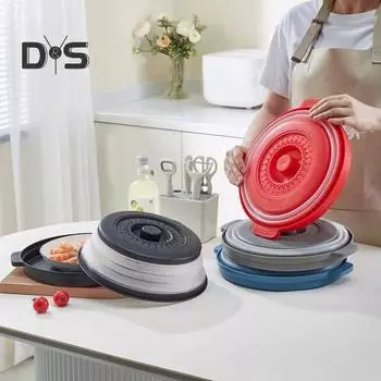 Крышка от брызг в микроволновой печи Не содержит бисфенола-А, можно мыть в посудомоечной машине Вентилируемая складная крышка с подогревом Защитная пластина для пищевых продуктов с отверстием для крючка для микроволновой печи и посудомоечной машины серый