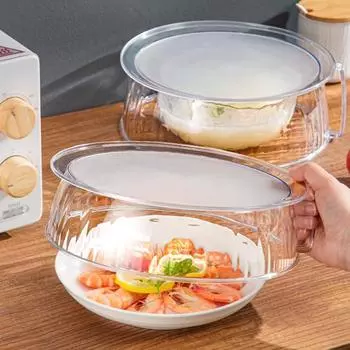 Крышка от брызг в микроволновой печи с ручкой, защитная крышка для пищевых продуктов, устойчивая к насекомым, нагревательная крышка, штабелируемая S