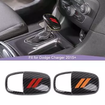 Крышка панели переключения передач для Dodge Charger, защитная наклейка на рычаг переключения передач для Dodge Challenger 2015 года выпуска, для Durango 2018 года выпуска, аксессуары из углеродного волокна ABS красный
