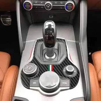 Крышка панели переключения передач из углеродного волокна для Alfa Romeo Giulia 2017- Украшения интерьера Модифицированные аксессуары Наклейки на автомобиль black-2