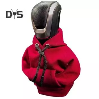 Крышка переключения передач автомобиля. Толстовка с капюшоном. Декор на шнурке. Сплошной цвет. Мягкая крышка ручки переключения передач автомобиля. Ручная ручка. Защитная рубашка. красный