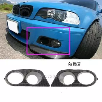 Крышка противотуманных фар из углеродного волокна для BMW E46 M3 2001-2006, глянцевая черная рамка решетки противотуманных фар, воздуховод, капот противотуманной фары