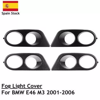 Крышка противотуманных фар из углеродного волокна для BMW E46 M3 2001-2006, глянцевая черная крышка противотуманных фар, рамка решетки, воздуховод, капот противотуманной фары чёрный