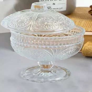 Крышка Rotanev на ножке, хрустальное стекло, современная роскошная миска для печенья, сахарница и драже, 15 см - Sigma Sugar Bowl Glass