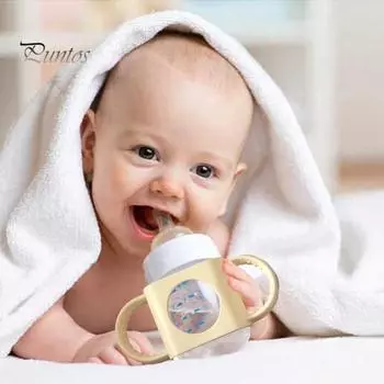 Крышка ручки для бутылки с молоком, многофункциональная силиконовая, мягкая, безопасная, легко чистящаяся крышка для бутылки с ручкой, аксессуары для детей светло-розовый