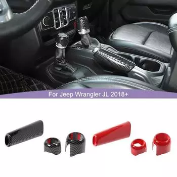 Крышка ручного тормоза/4WD, декоративная крышка ручки передач, подходит для Jeep Wrangler JL для JT Gladiator 2018 Up, аксессуары для салона автомобиля углеродного волокна черного