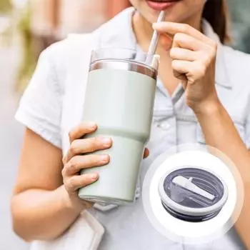 Крышка-соломинка для стакана Yousheng 40 унций, сменная, герметичная, устойчивая к брызгам, многоразовая стеклянная крышка без бисфенола А со складной трубочкой 40oz светло-фиолетовый