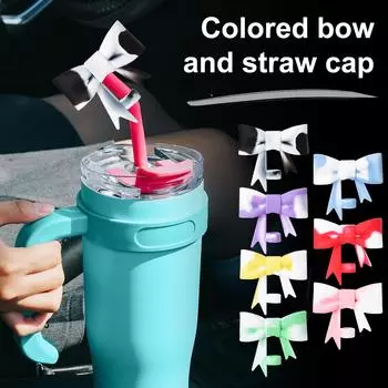 Крышка-соломинка с милым бантом, 10 мм силиконовая крышка-соломинка для стакана, крышка-соломинка с милым бантом, крышка-соломинка для стакана на 40 и 30 унций One Size чёрный