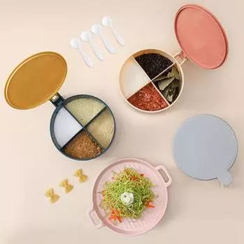 Крышка в скандинавском стиле с 4 отделениями, простая в использовании, удобная коробка для приправ, без запаха, товары для дома. розовый