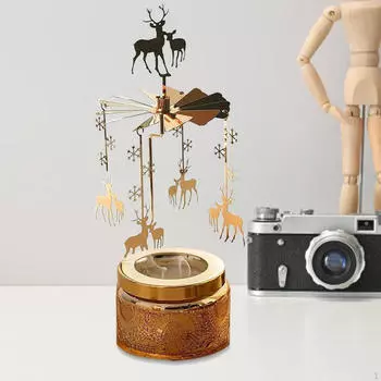 Крышка вращающегося подсвечника с подвеской в виде оленя, рождественское украшение, прочный золотой цвет