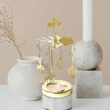 Крышка вращающегося подсвечника с подвеской в виде оленя, рождественское украшение золотистого цвета для офиса