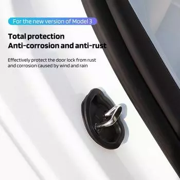 Крышка защелки дверного замка автомобиля, термостойкая самоклеящаяся, простая в установке, силиконовая защита дверного замка автомобиля для Tesla Model 3/Y чёрный