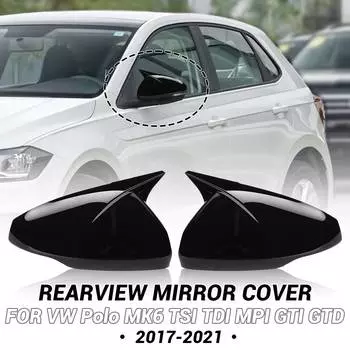 Крышка зеркала заднего вида для Volkswagen для VW для Polo Mk6 TSI TDI MPI GTI GTD 2017-2021 Автомобильные колпачки Shell Отделка наружная