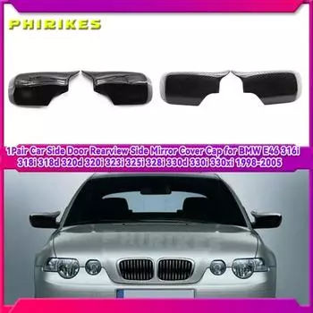 Крышка зеркала заднего вида из углеродного волокна / черная для BMW E46 E39 4-дверный 325i 330i 525i 530i 540i 1998 1999 2000 2001 2002-2005