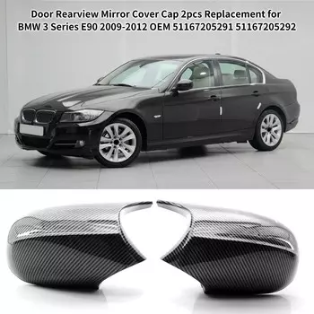 Крышка зеркала заднего вида на дверь, 2 шт. Замена для BMW 3 серии E90 2009-2012 OEM 51167205291 чёрный