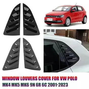 Крышка жалюзи окна для VW Polo MK4 9N MK5 6R 6C MK6 AW TSI MPI GTI 2001-2024 Задние треугольные жалюзи окна Солнцезащитный козырек Воздуховод