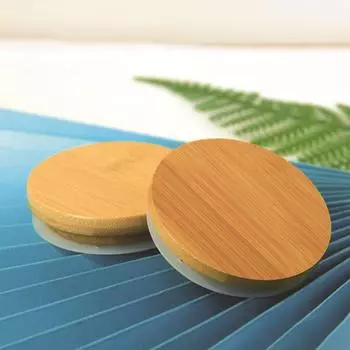 Крышки для банок из бамбукового дерева с широким горлом и уплотнительным кольцом Крышки для банок Mason Крышки для бутылок Крышки для кружек 70mm-1 pcs with hole